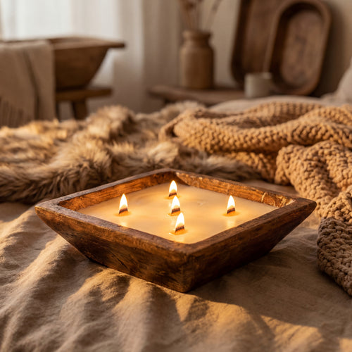 Extra Large Wooden Bowl Candle – 5 Wick Soy Candle