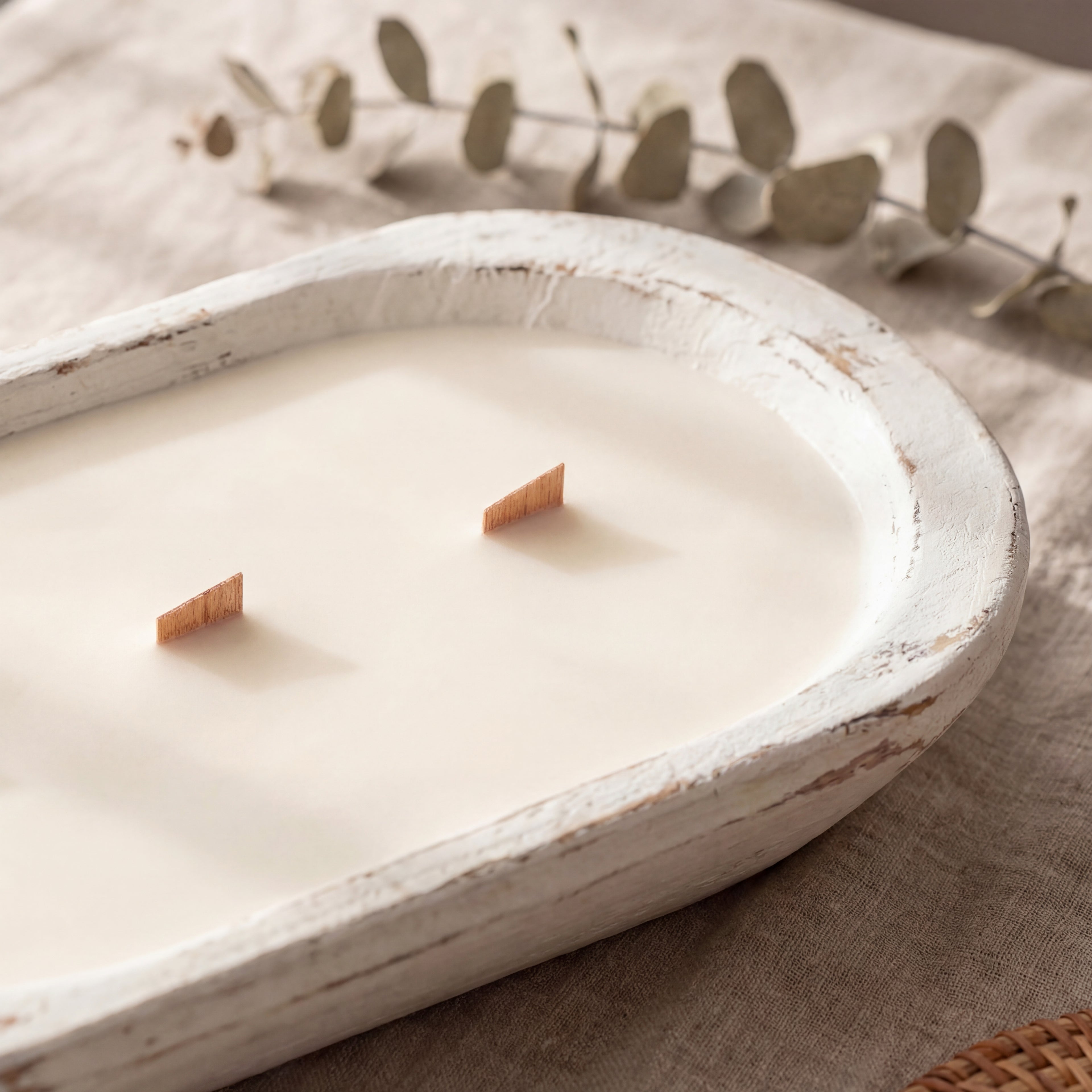 Handmade Soy Candle in Wooden Dough Bowl – Natural Home Decor