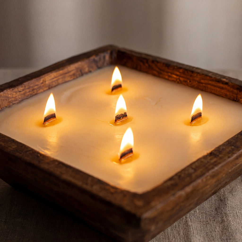 Extra Large Wooden Bowl Candle – 5 Wick Soy Candle