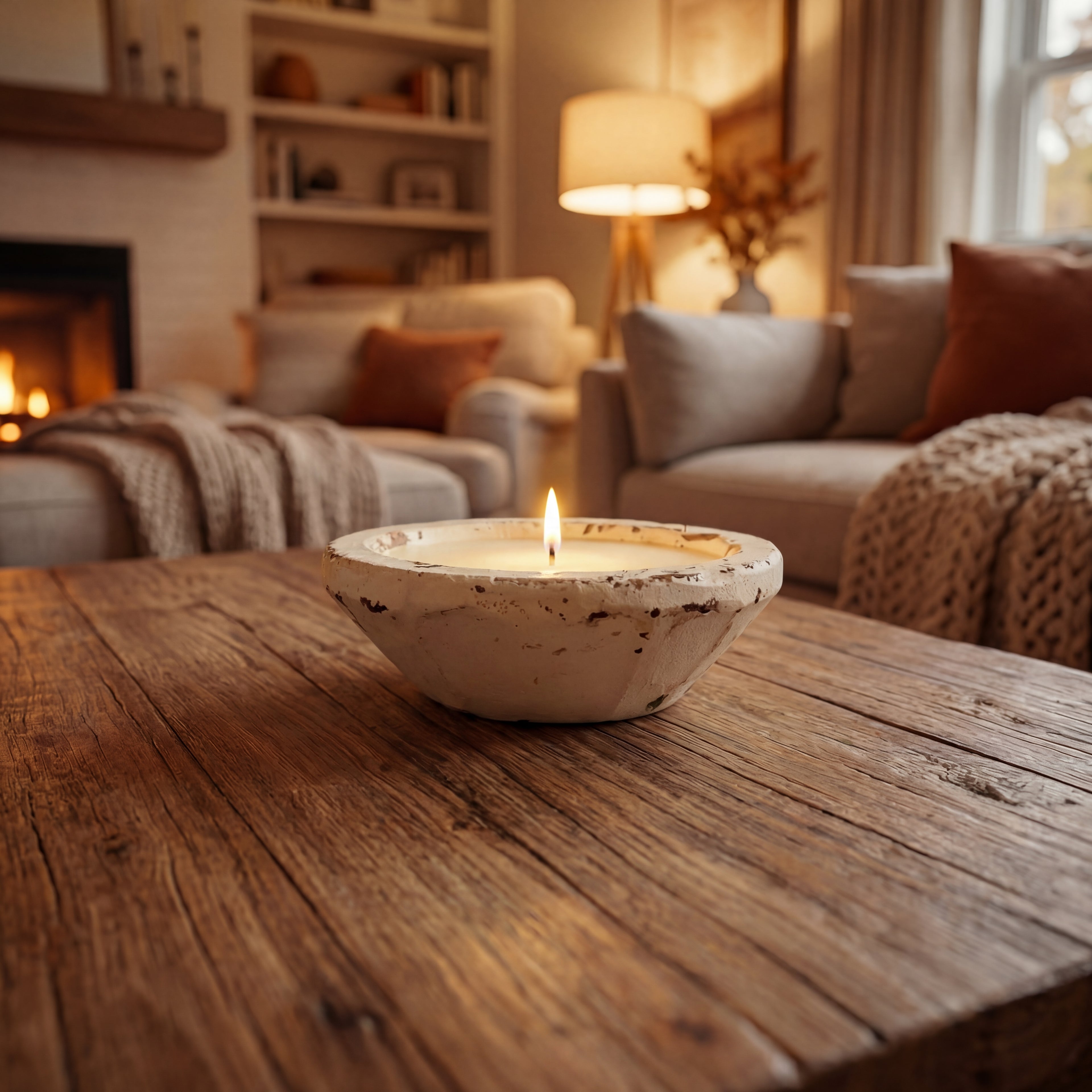 White Wooden Bowl Candle – Soy Wax