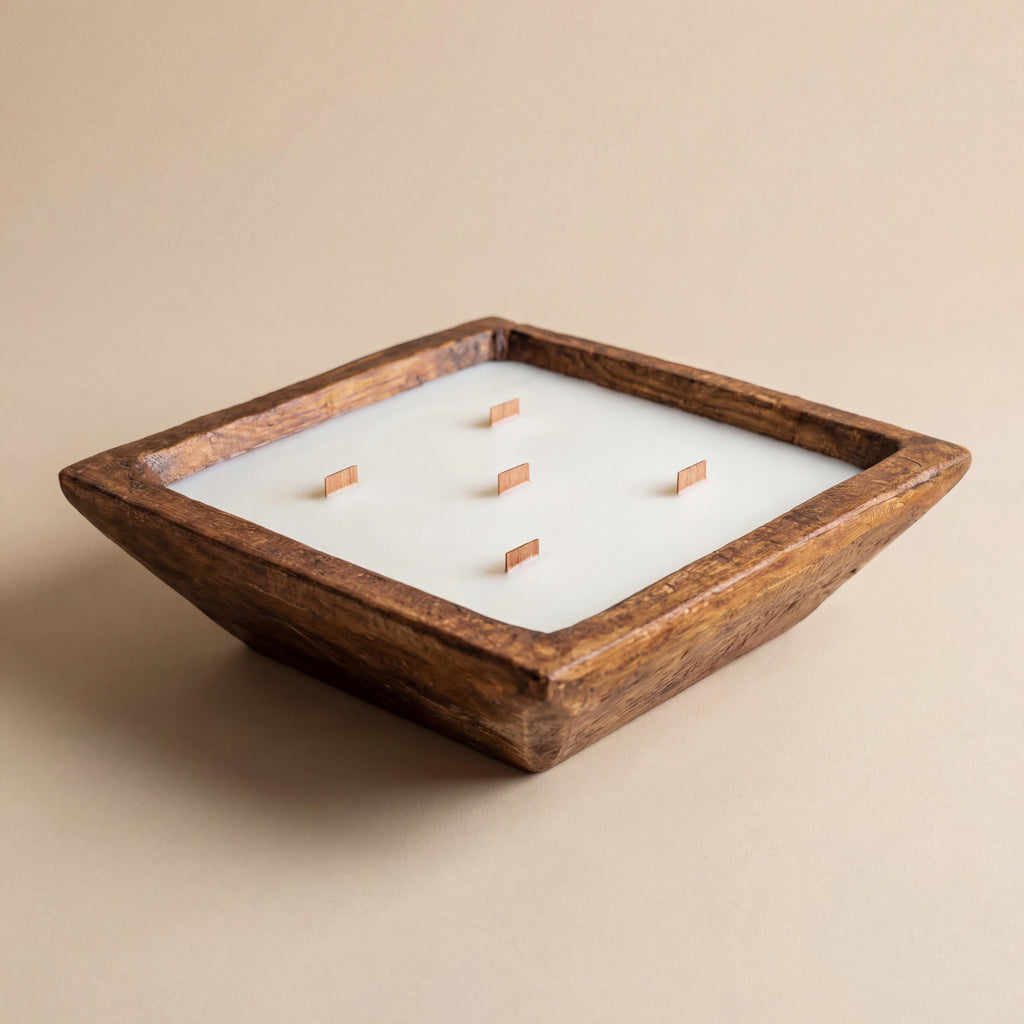 Extra Large Wooden Bowl Candle – 5 Wick Soy Candle
