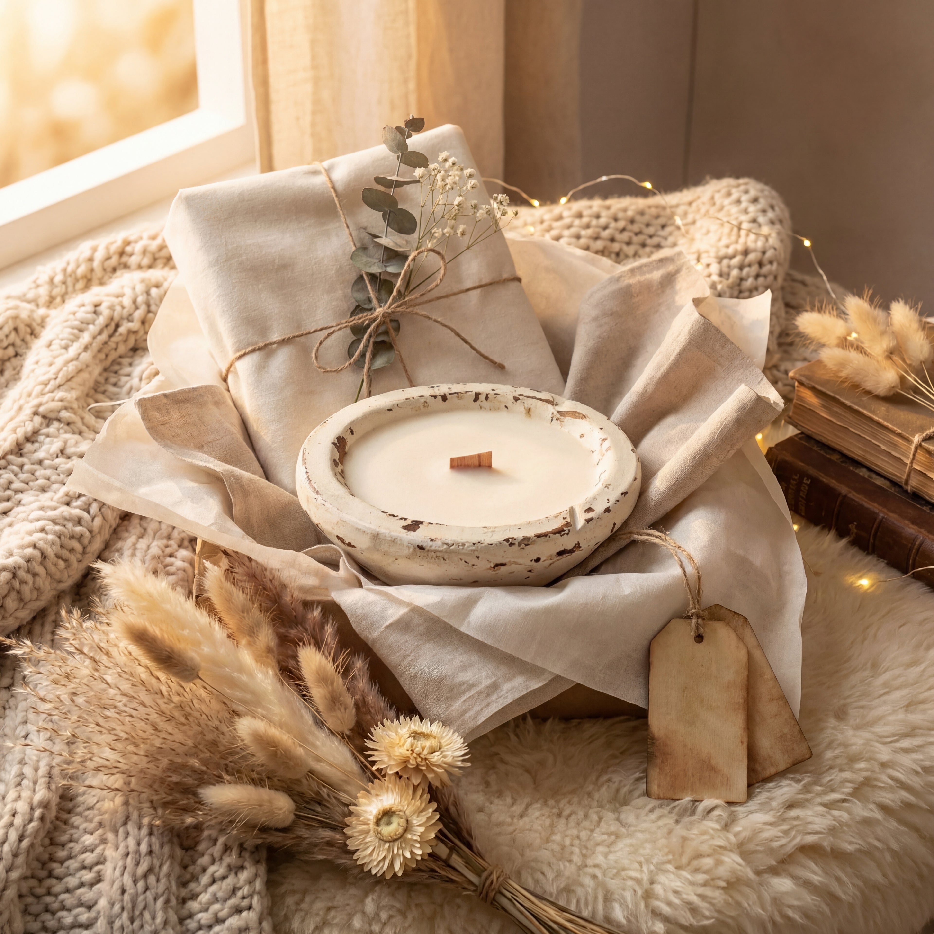 White Wooden Bowl Candle – Soy Wax