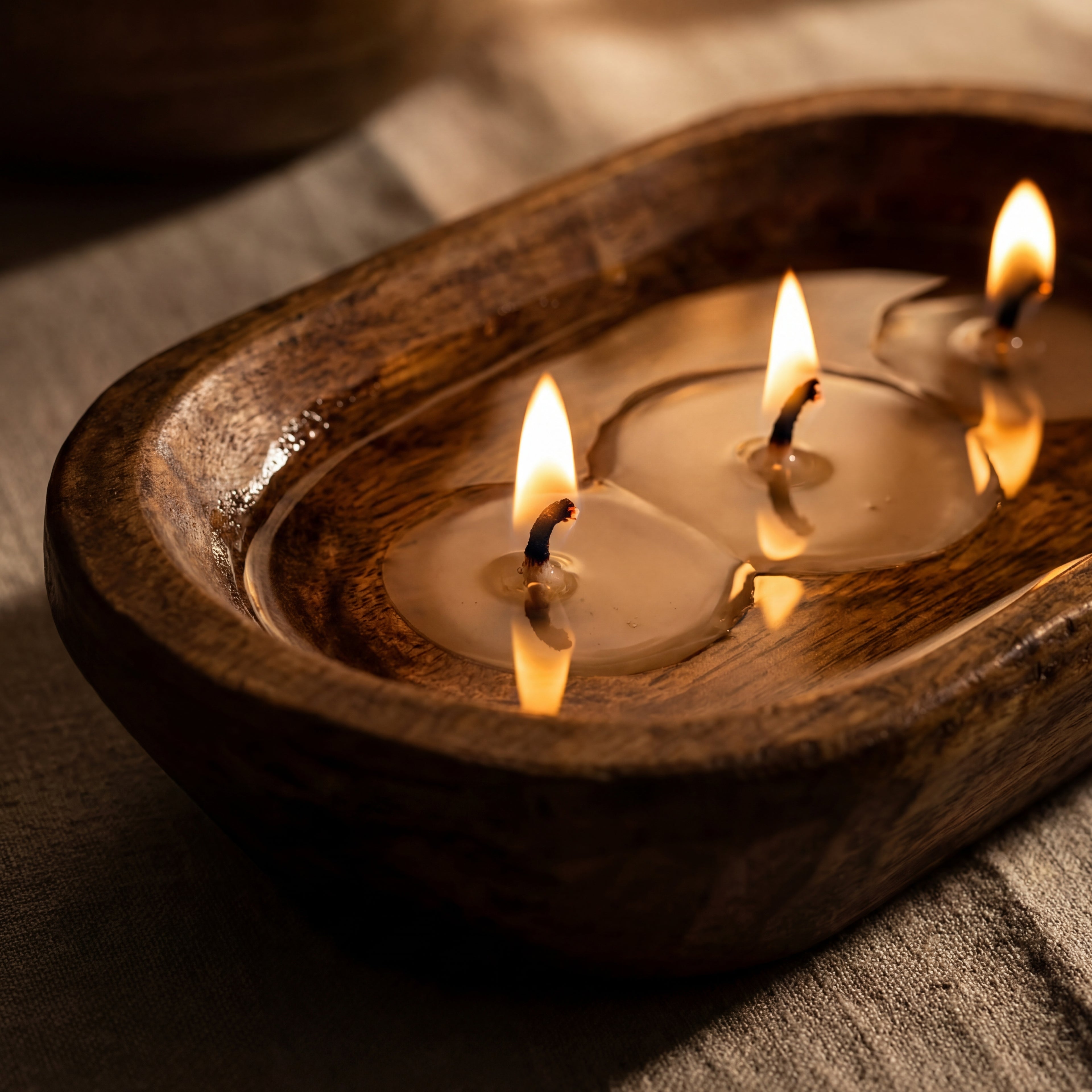 Handmade Soy Candle in Wooden Dough Bowl – Natural Home Decor