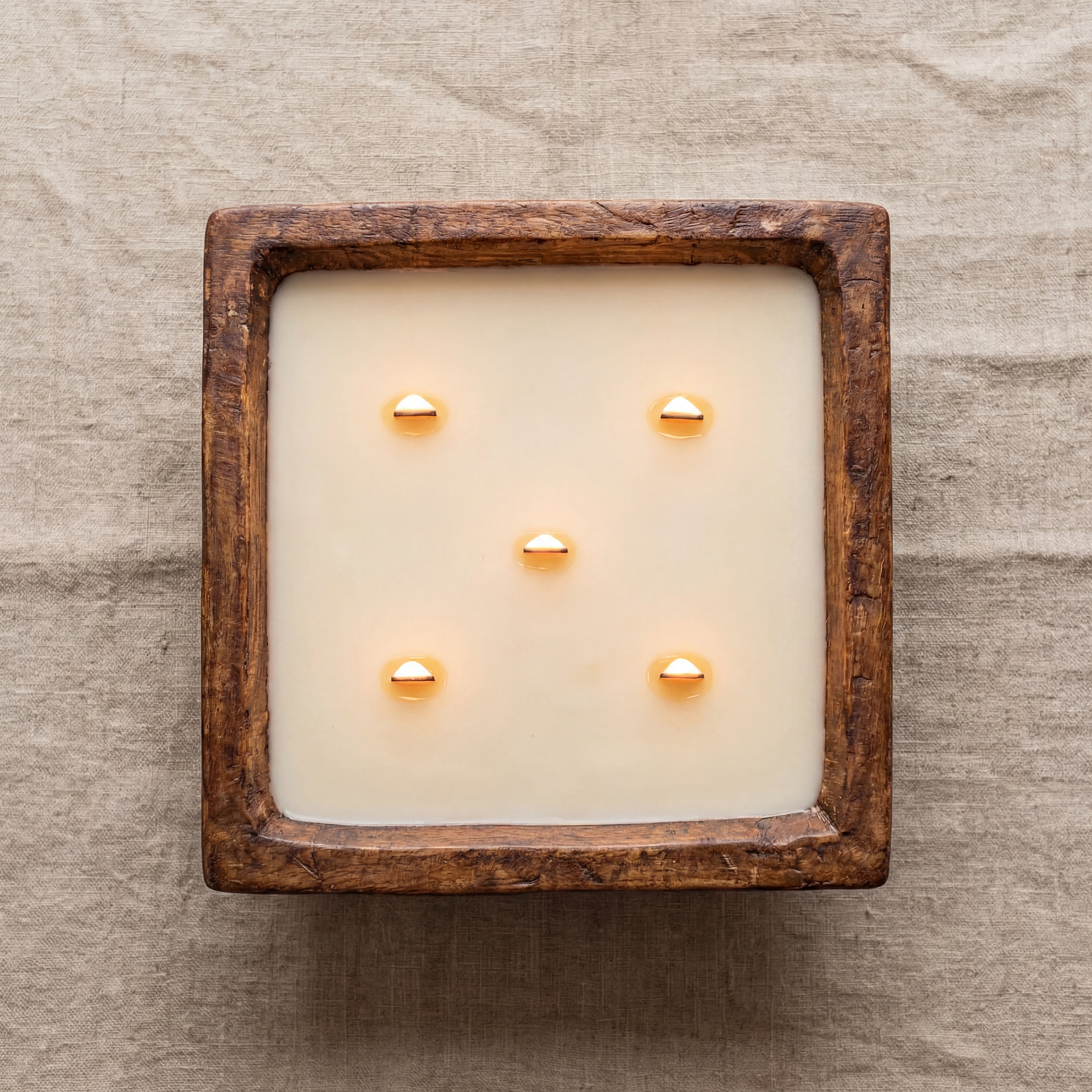 Extra Large Wooden Bowl Candle – 5 Wick Soy Candle