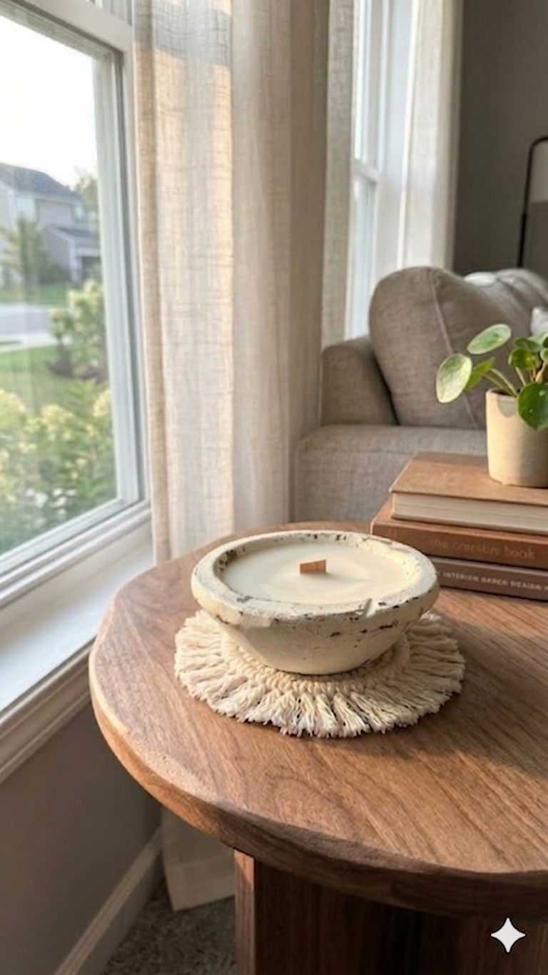 White Wooden Bowl Candle – Soy Wax