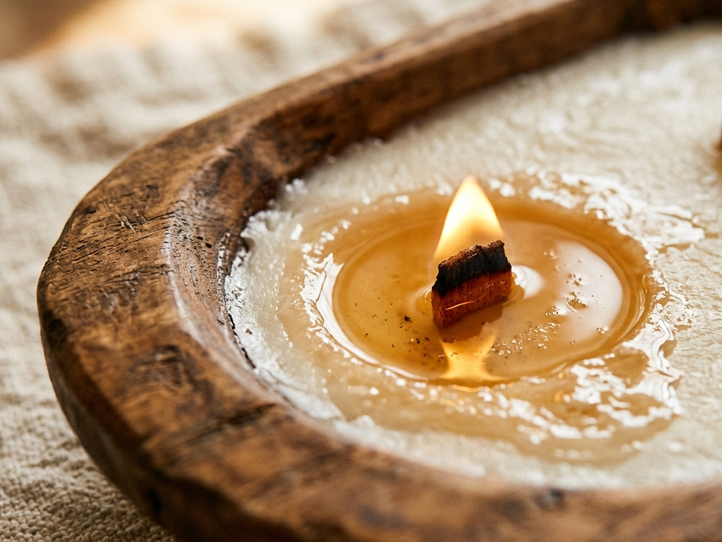 Handmade Soy Candle in Wooden Dough Bowl – Natural Home Decor