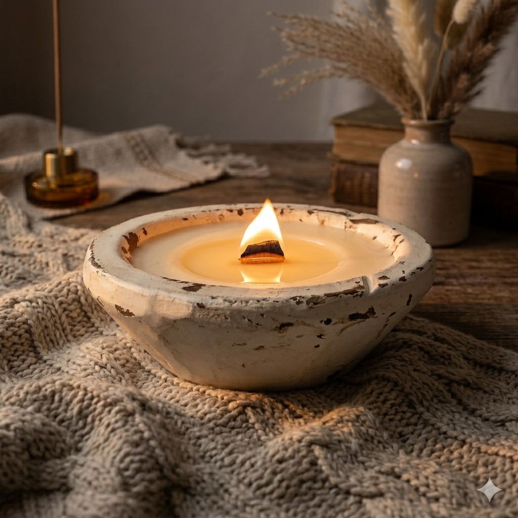 White Wooden Bowl Candle – Soy Wax