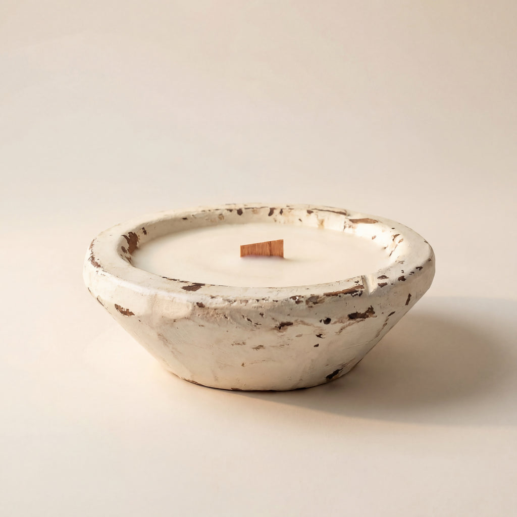 White Wooden Bowl Candle – Soy Wax