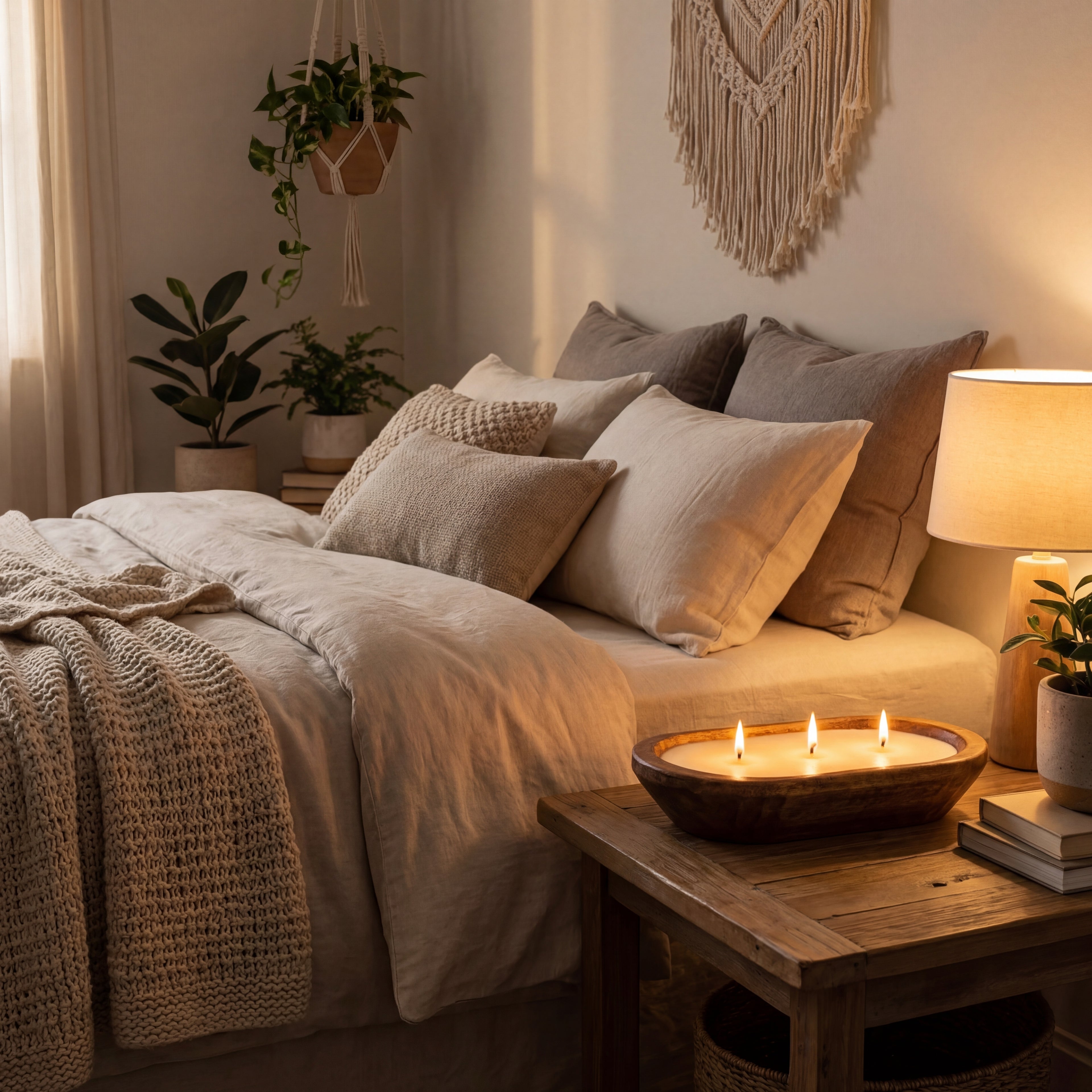Handmade Soy Candle in Wooden Dough Bowl – Natural Home Decor