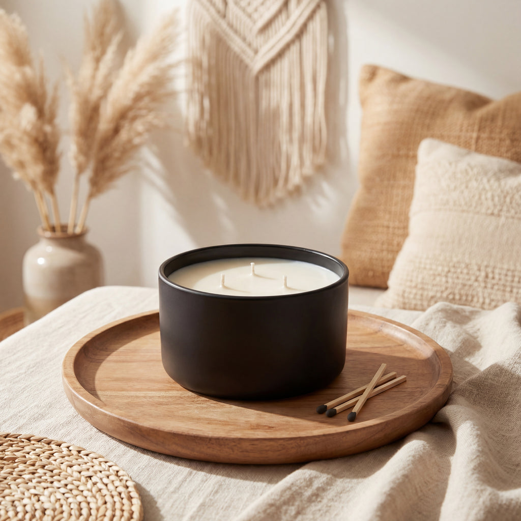 Ceramic Soy Candle – Cozy Boho Collection
