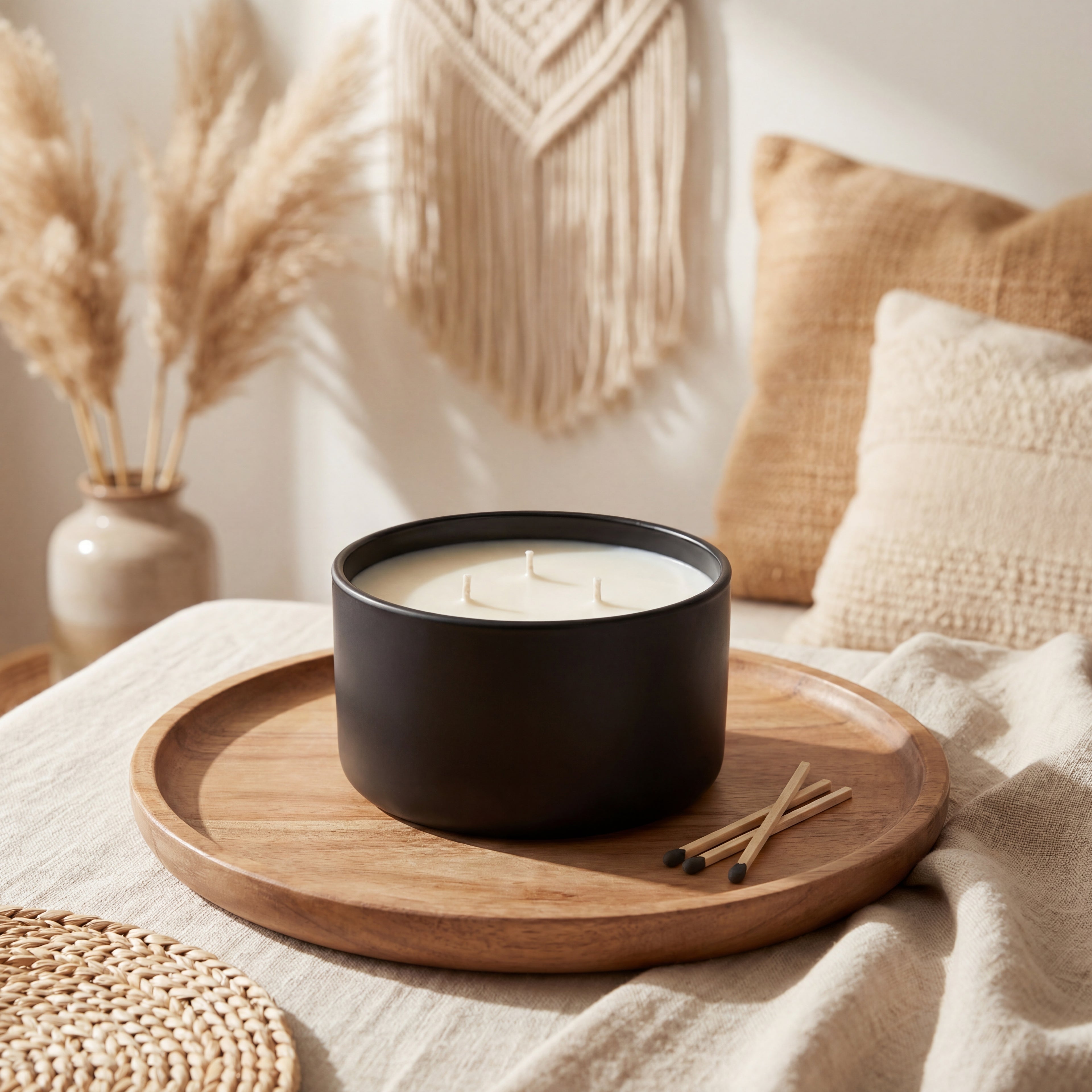 Ceramic Soy Candle – Cozy Boho Collection